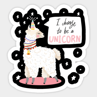 alpaca with unicorn horn Sticker